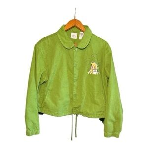 Disney Winnie The Pooh RARE Green Denim Jean Jacket Women's XL
